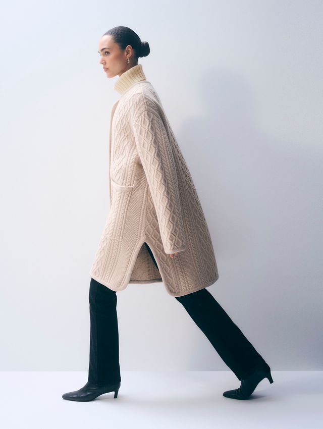 Merino Luxe Cable Coat - Honey Cream