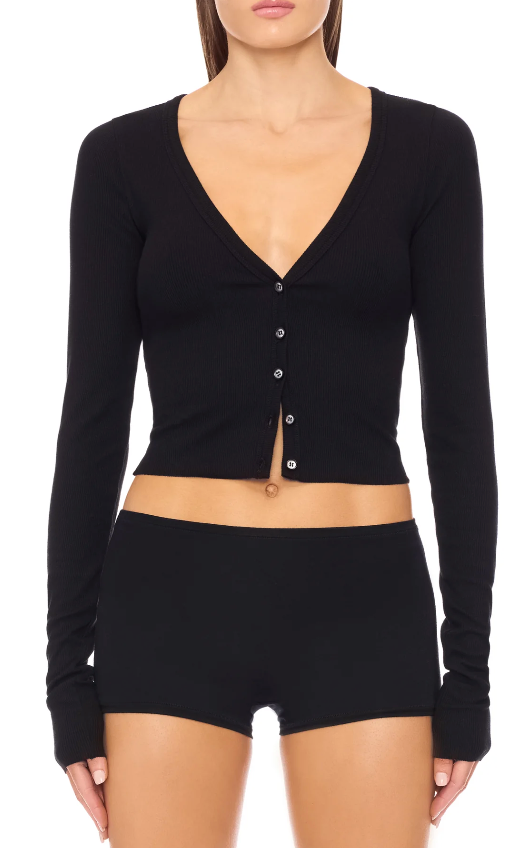 Cropped Cardigan - Black