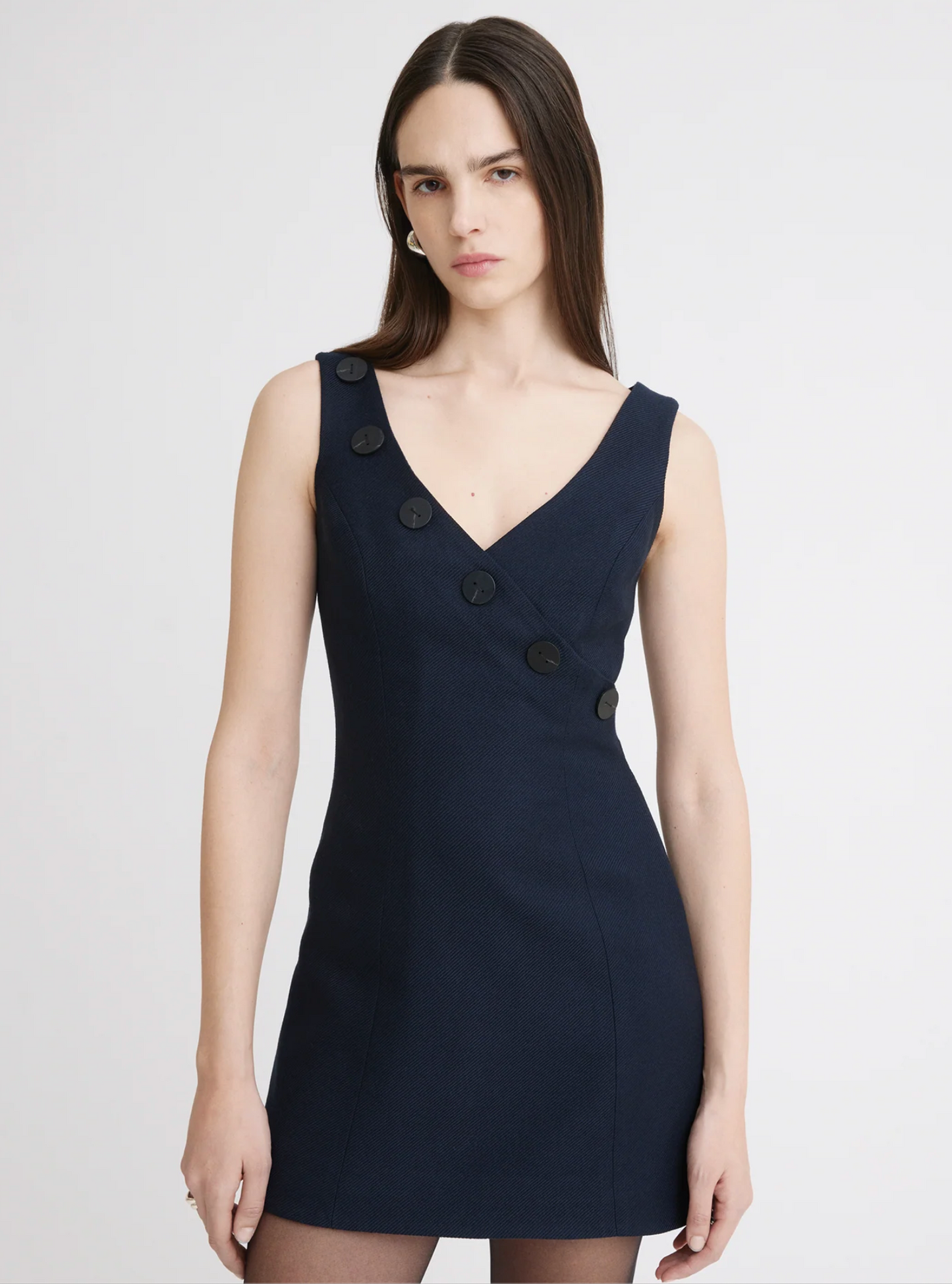 V-Neck Wrap Button Dress