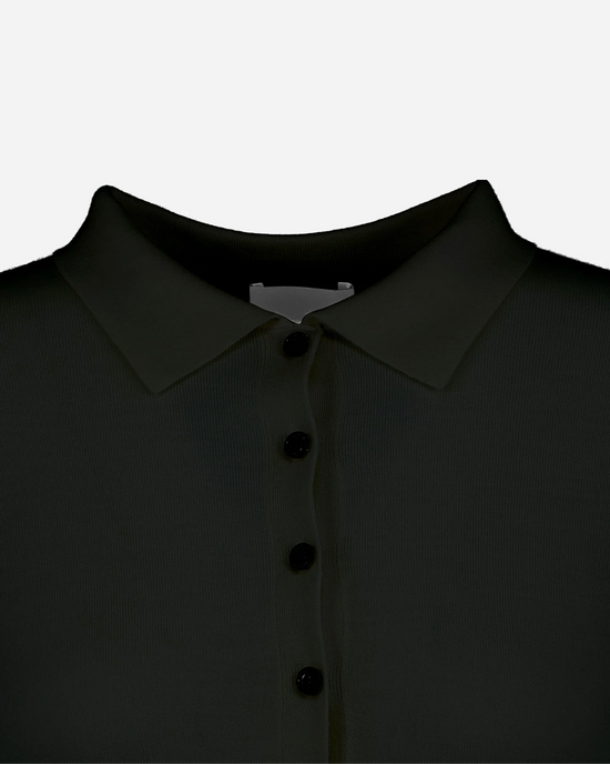 Button Up Polo Sweater - Black