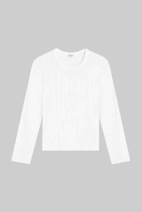 Pointelle Slim Fit Long Sleeve - White