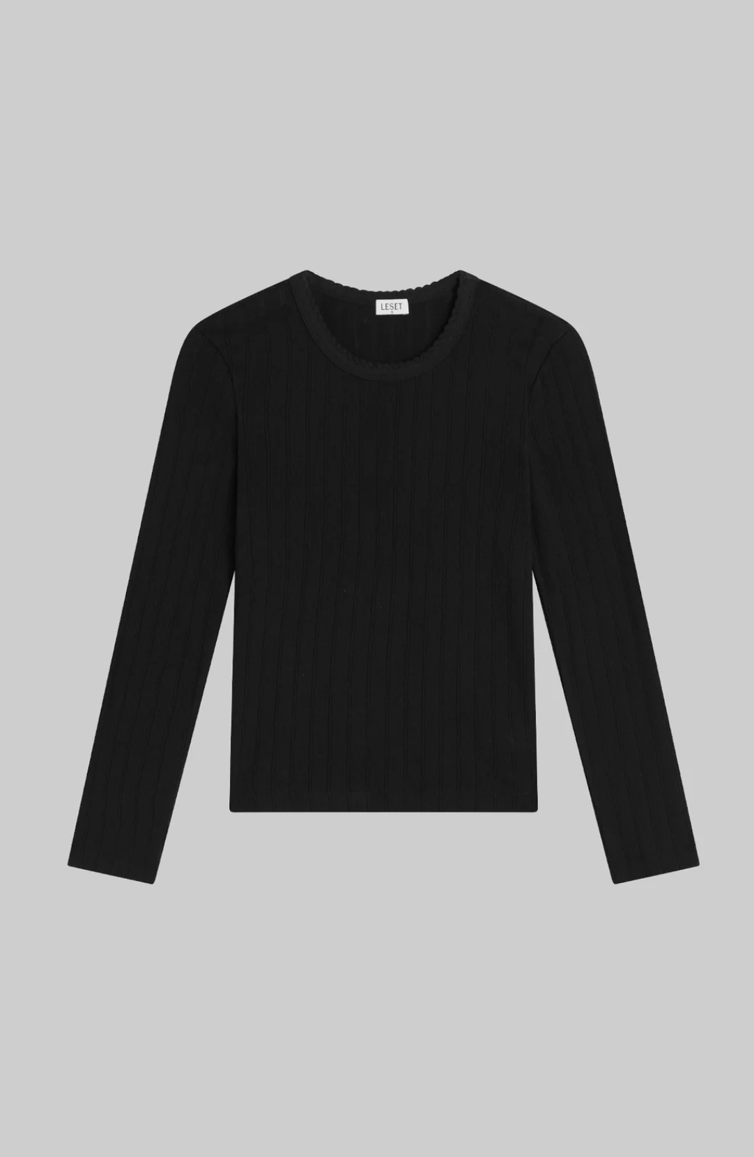 Pointelle Slim Fit Long Sleeve - Black