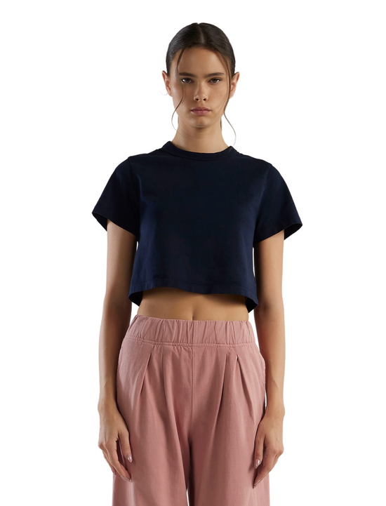 Daria Crop Tee - Navy