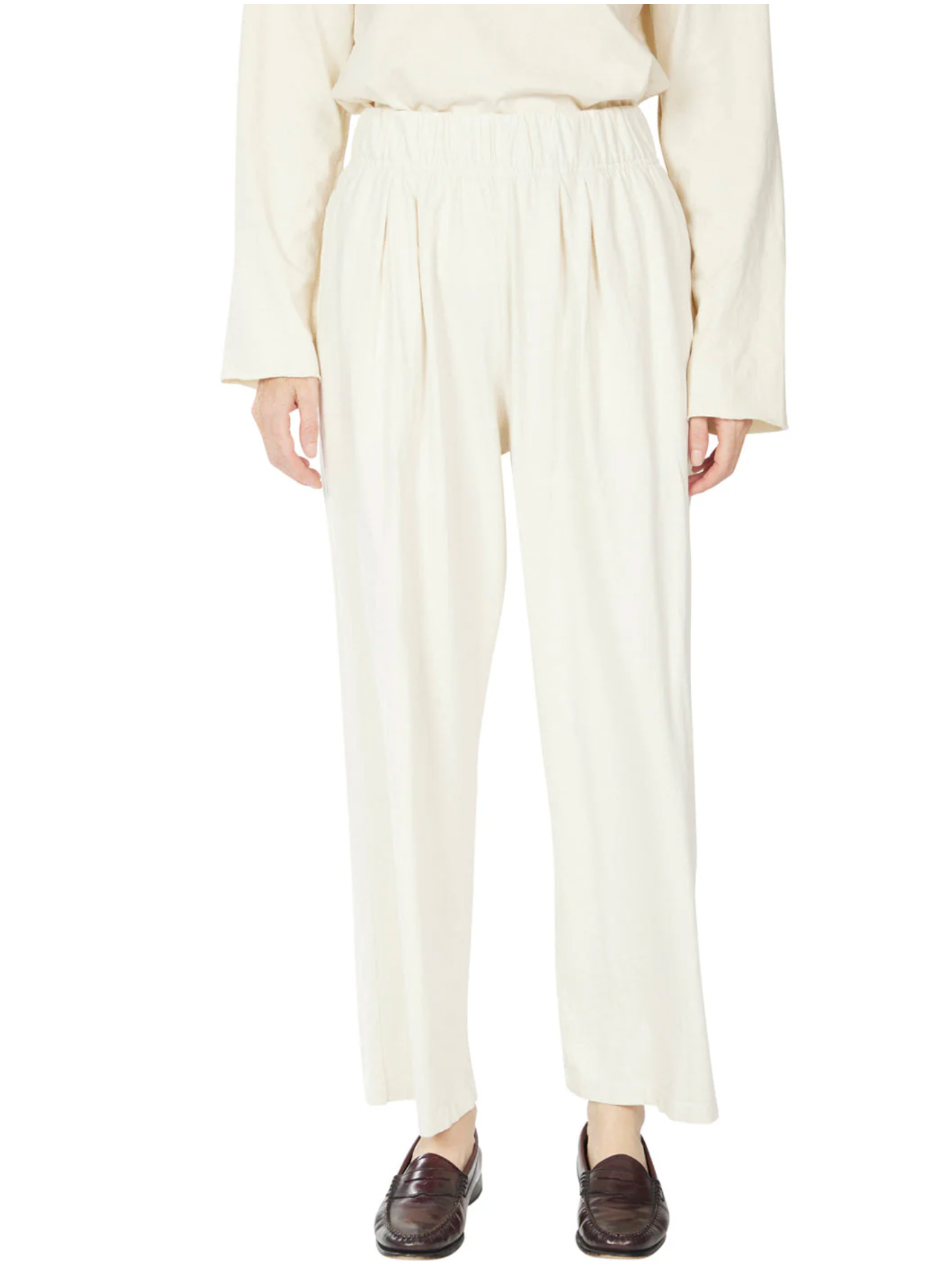 Penny Pleat Front Pant - Ivory