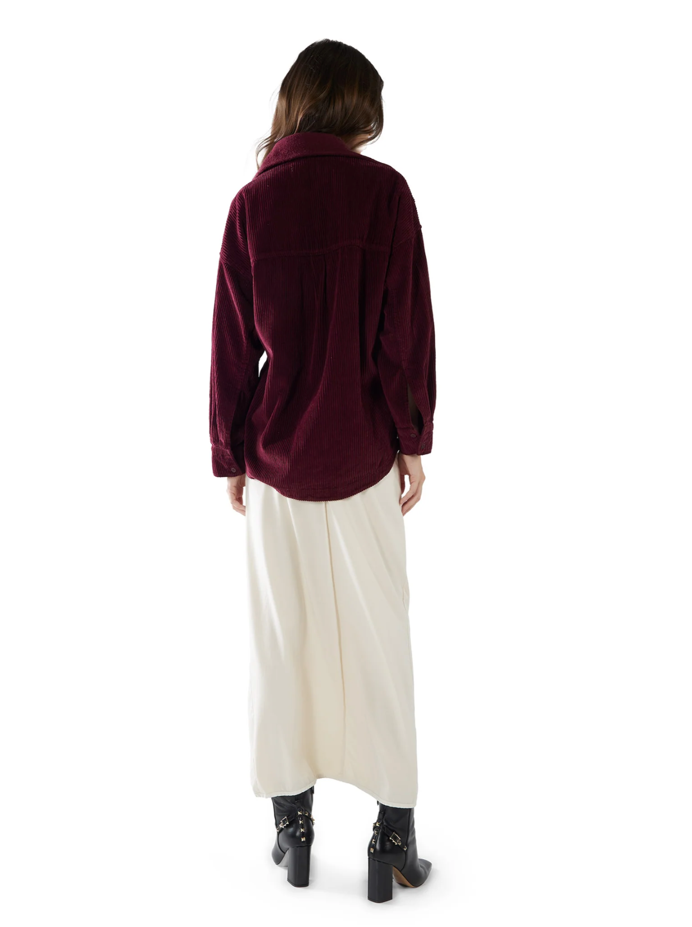 Zoe Oversize Button Up - Bordeaux