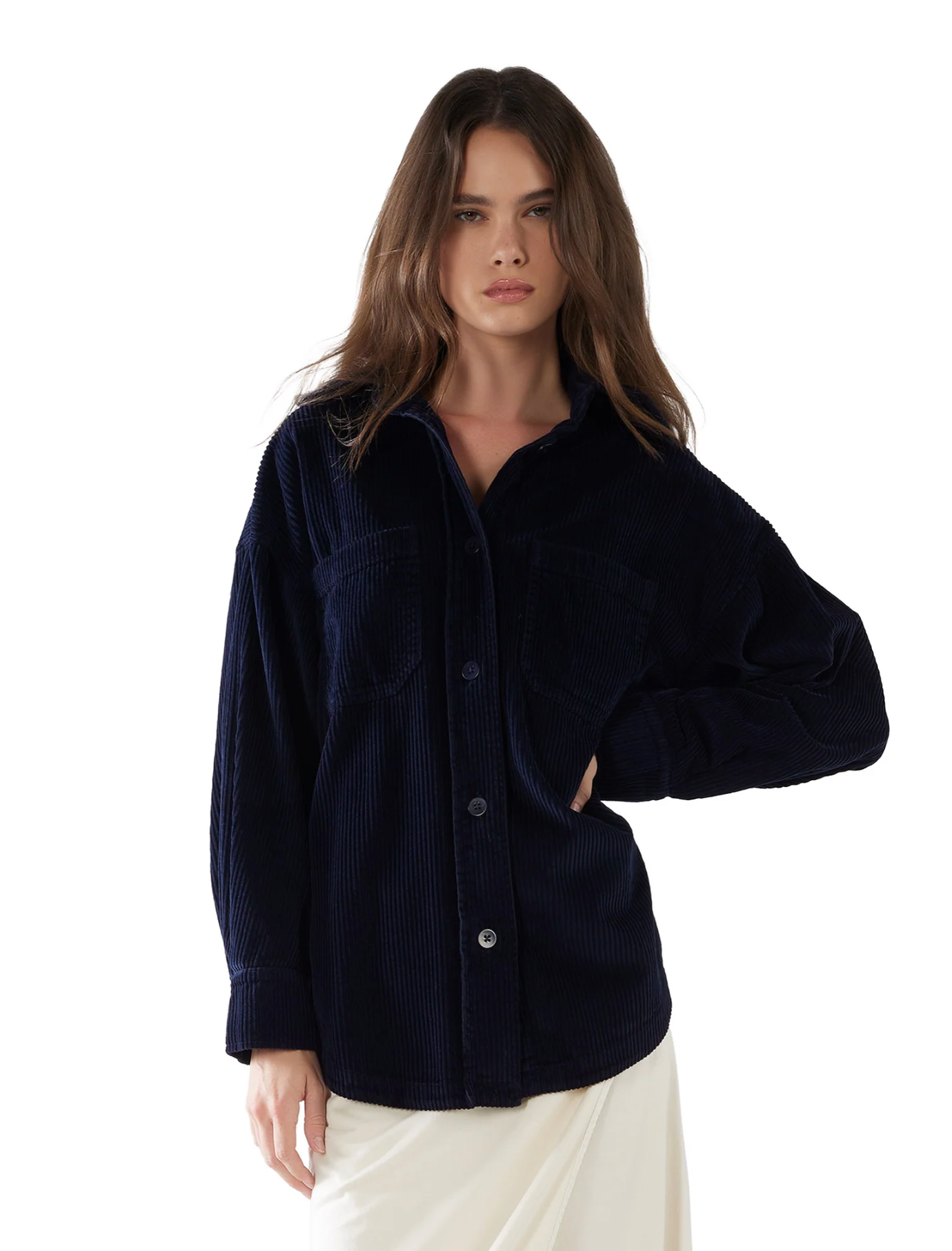 Zoe Oversize Button Up - Navy