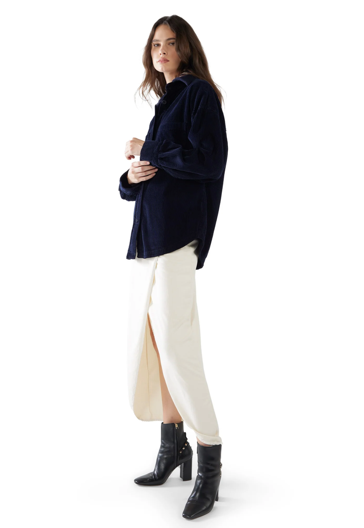 Zoe Oversize Button Up - Navy