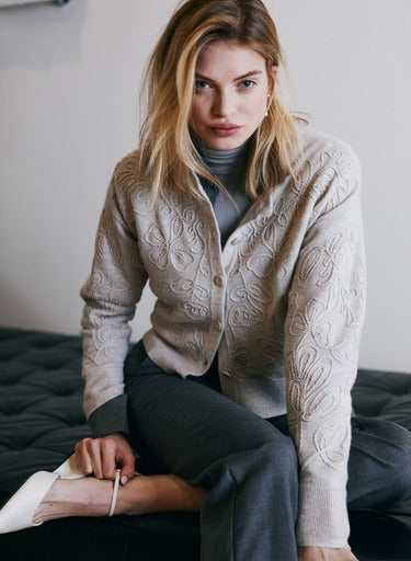 Embroidery Stitch Cardigan - Mojave