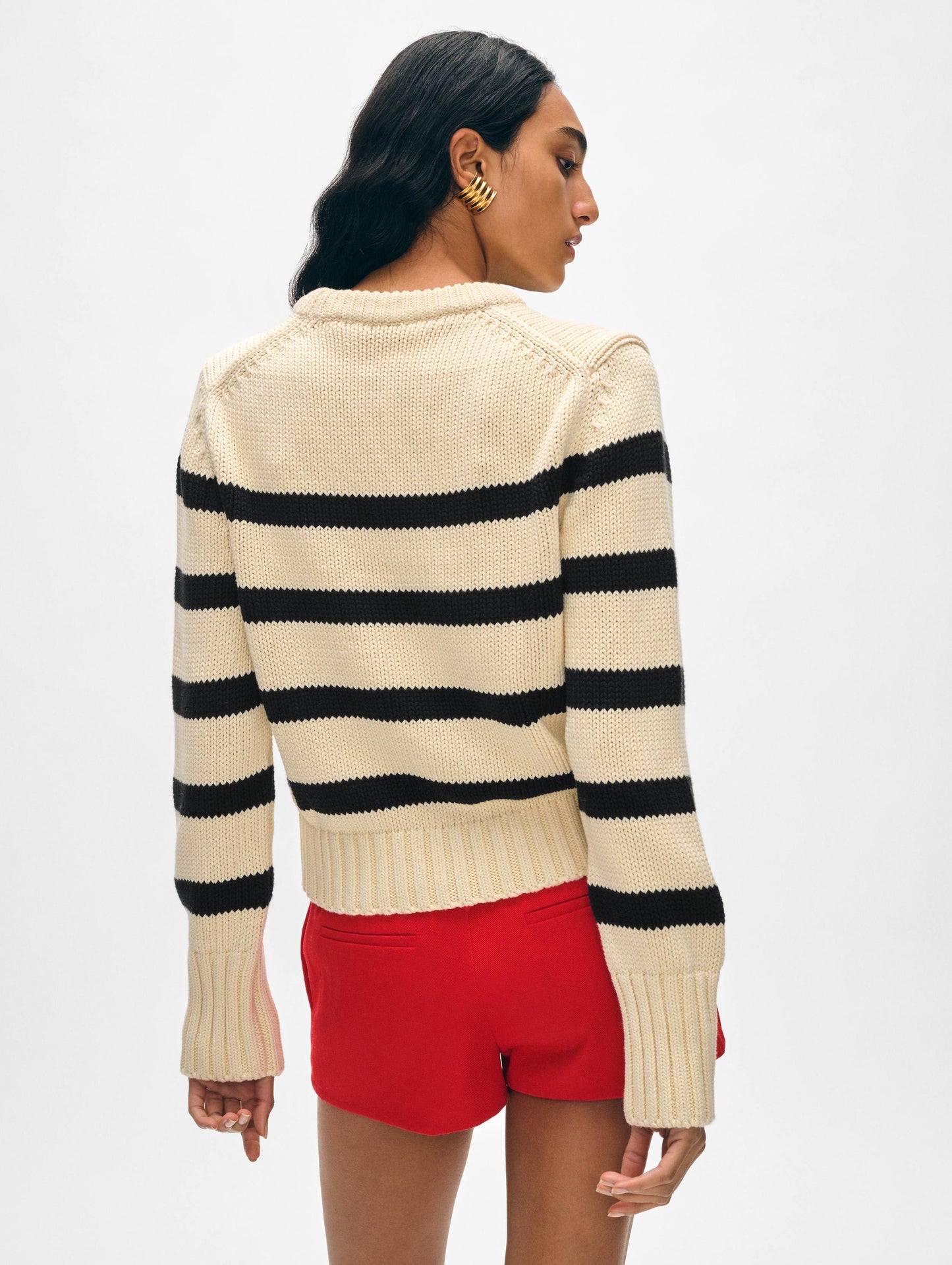 Organic Cotton Striped Crewneck - Ecru/Black